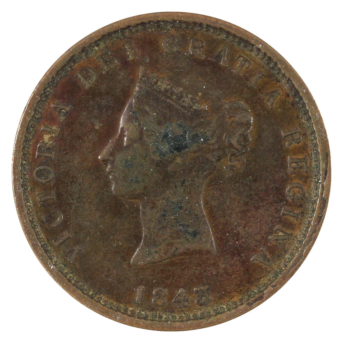 NB-2A 1843 New Brunswick Victoria Dei Gratia Regina Penny Token VF-EF (VF-30) $