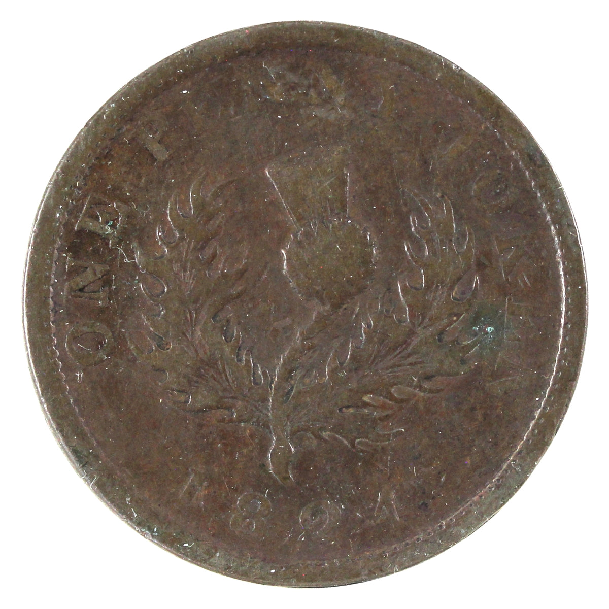 NS-2A2 1824 Nova Scotia George IV Thistle Token F-VF (F-15) $