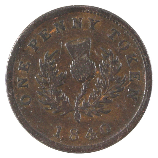 NS-2C1 1840 Nova Scotia Victoria Thistle Penny Token VF-EF (VF-30) $