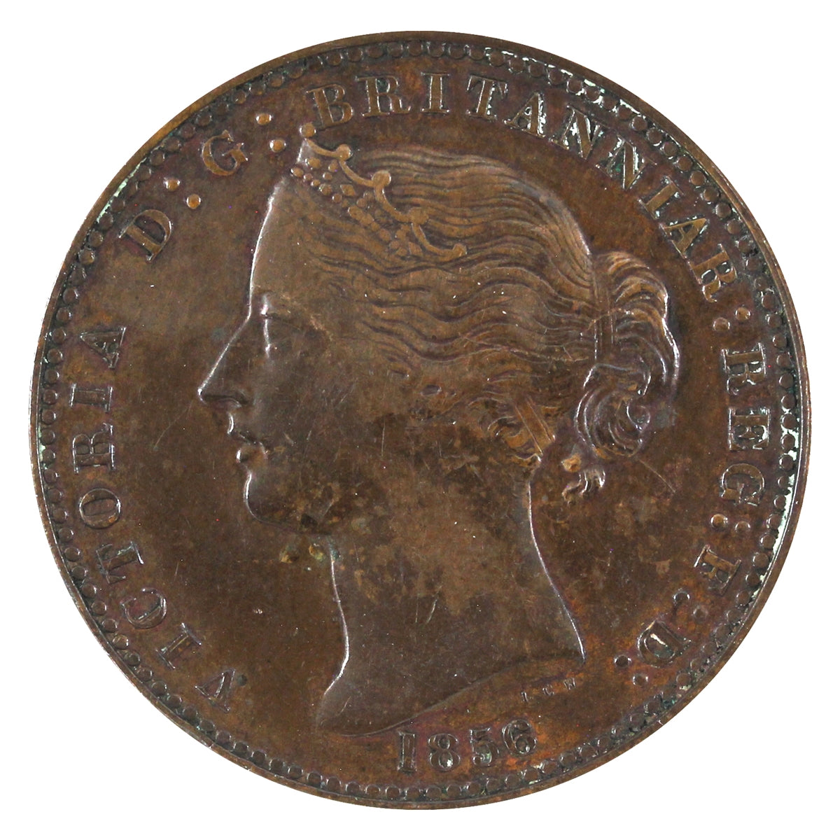 NS-6A1 1856 Nova Scotia, LCW, Victoria Mayflower Penny Token Extra Fine (EF-40) $