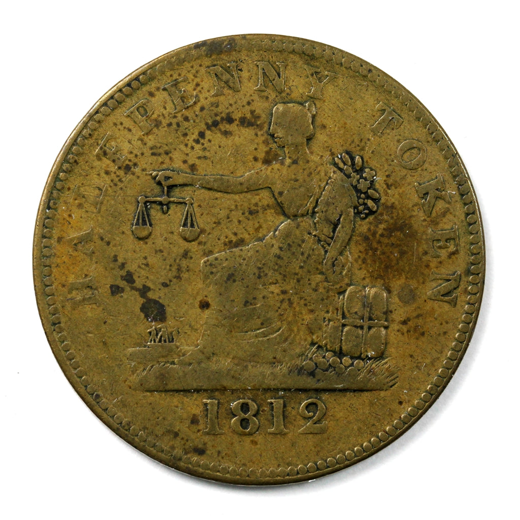 LC-48B1 1812 Lower Canada Imitation Tiffin Half Penny Token F-VF (F-15)