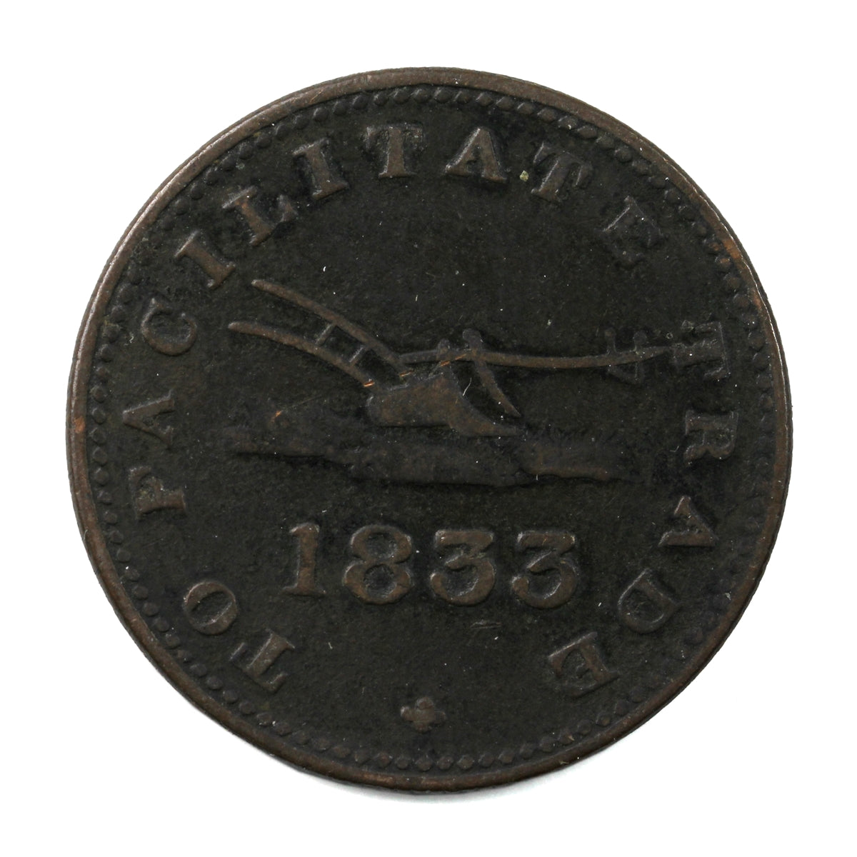 UC-12B2 1833 Upper Canada To Facilitate Trade Half Penny Token F-VF (F-15)