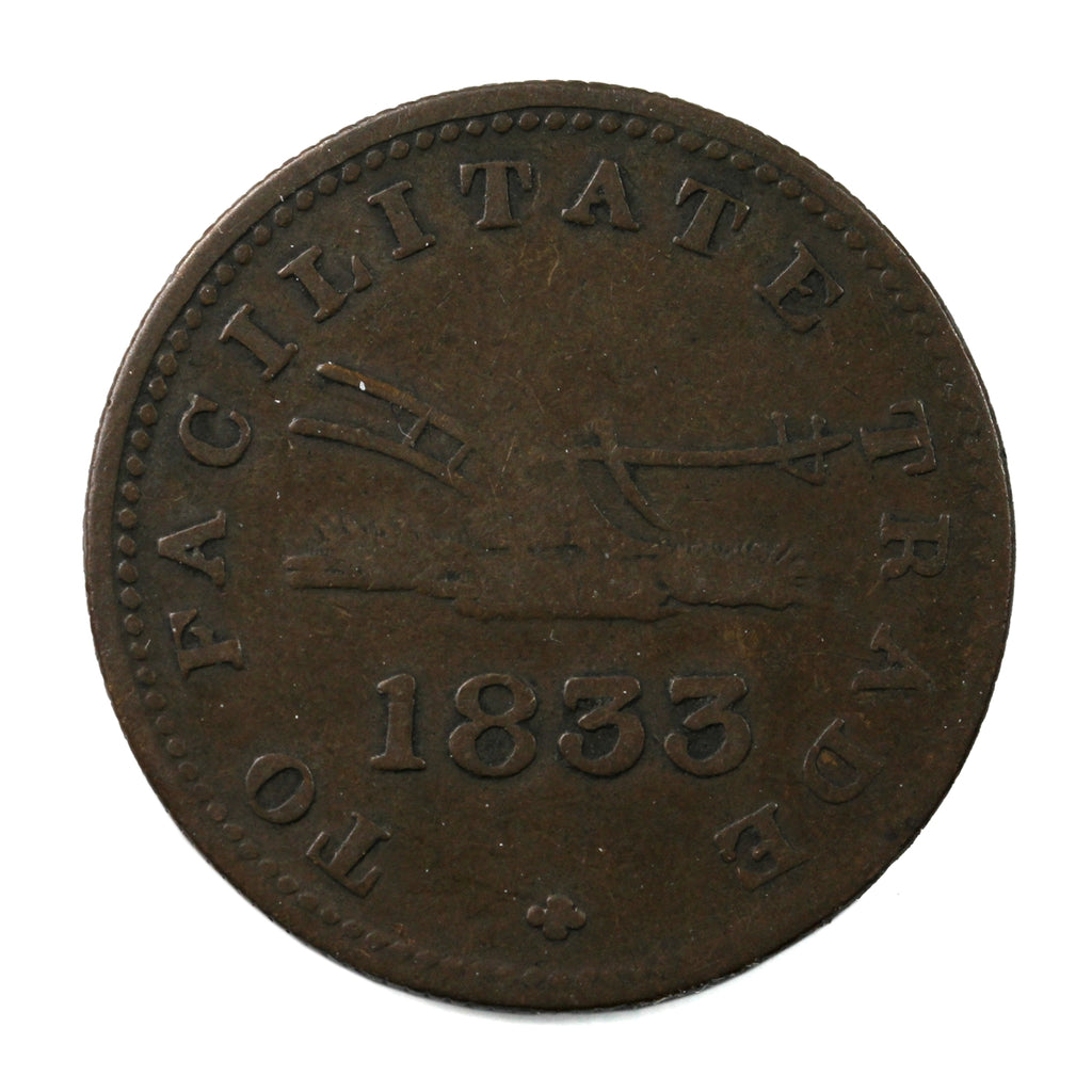 UC-12B2 1833 Upper Canada To Facilitate Trade Half Penny Token Fine (F-12)