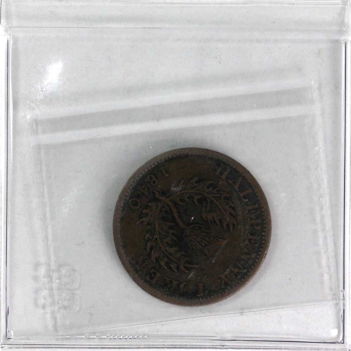 NS-1E2 1840 Nova Scotia Victoria Thistle Halfpenny Token CCCS Certified F-12 BR# 874