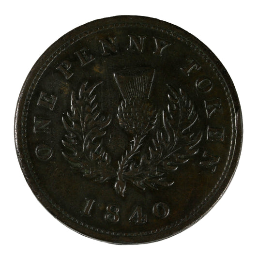 NS-2C1 1840 Nova Scotia Victoria Thistle Penny Token Extra Fine (EF-40) $