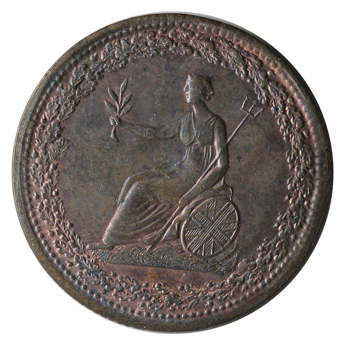 LC-54D2 1915 Lower Canada Clockwise Wreath Half Penny Token UNC+ (MS-62) $