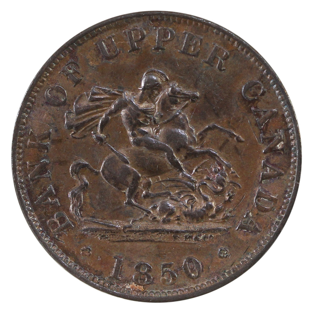 PC-5A 1850 Province of Canada, Bank of Upper Canada Half Penny Token AU-UNC (AU-55) $