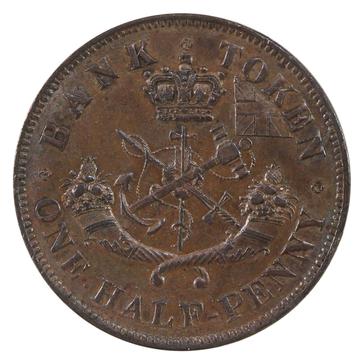 PC-5A 1850 Province of Canada, Bank of Upper Canada Half Penny Token AU-UNC (AU-55) $