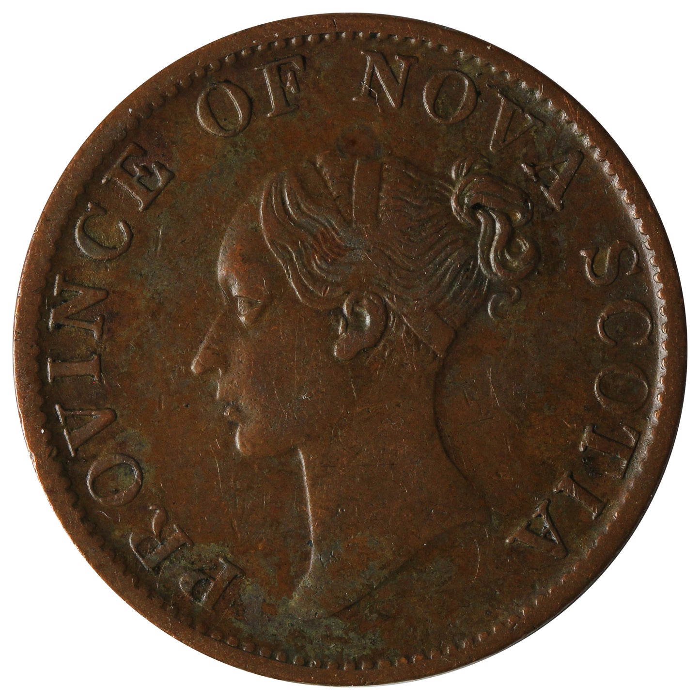 NS-1E2 1840 Nova Scotia Victoria Thistle Half Penny Token EF-AU (EF-45) $