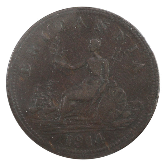 NS-7A 1814 Nova Scotia Britannia - Broke Halifax Halfpenny Token VF-EF (VF-30) $