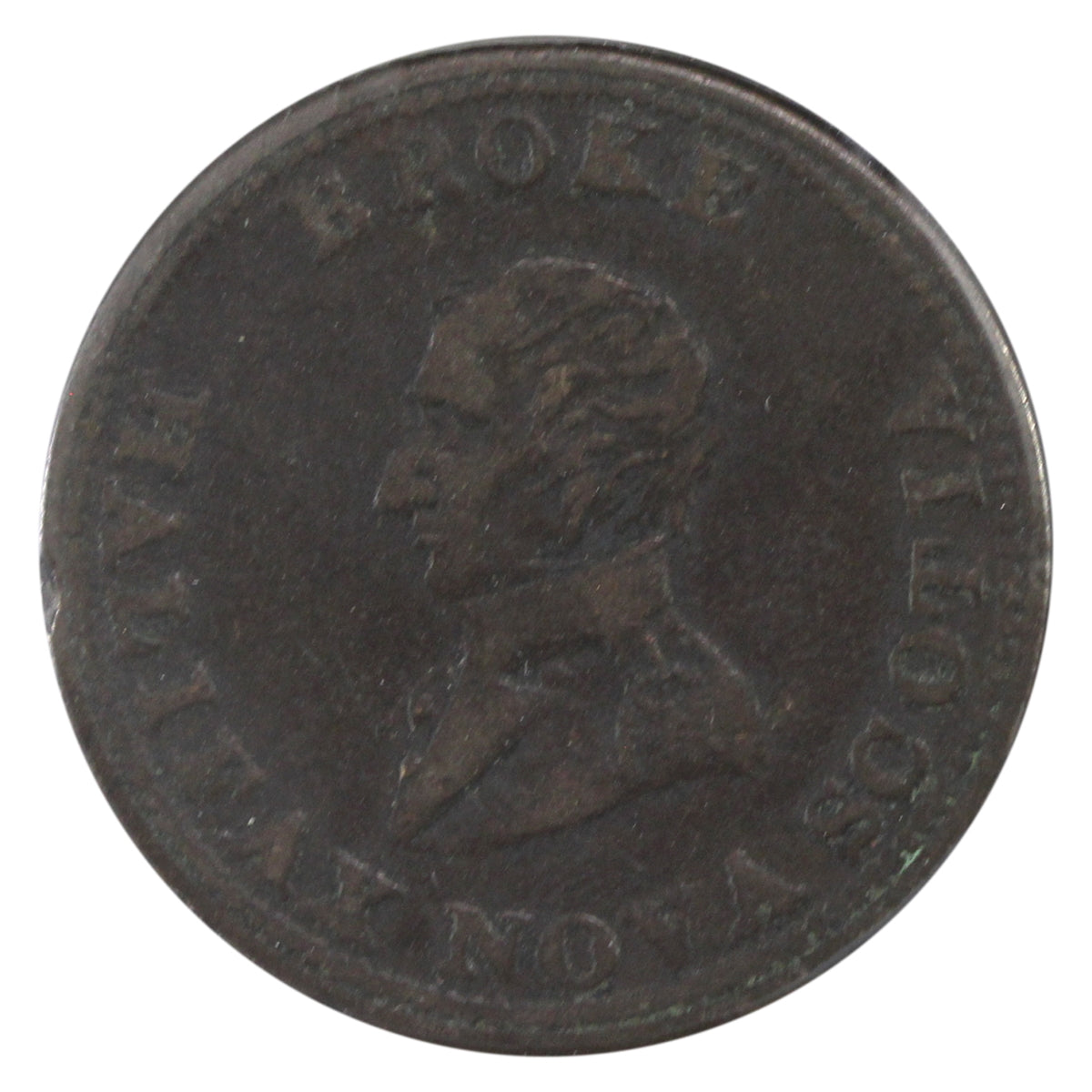 NS-7A 1814 Nova Scotia Britannia - Broke Halifax Halfpenny Token VF-EF (VF-30) $