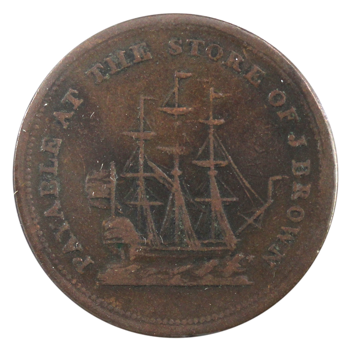 NS-16A1 Nova Scotia John Brown Halifax Halfpenny Token VF-EF (VF-30) $