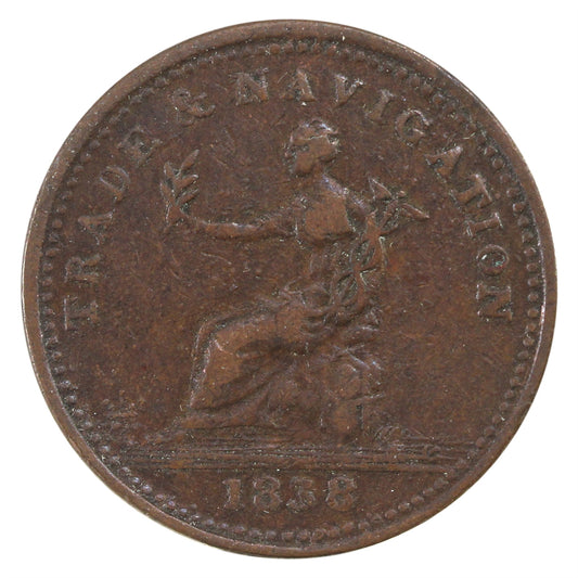 NS-22A 1838 Nova Scotia Trade & Navigation Penny Token VF-EF (VF-30) $