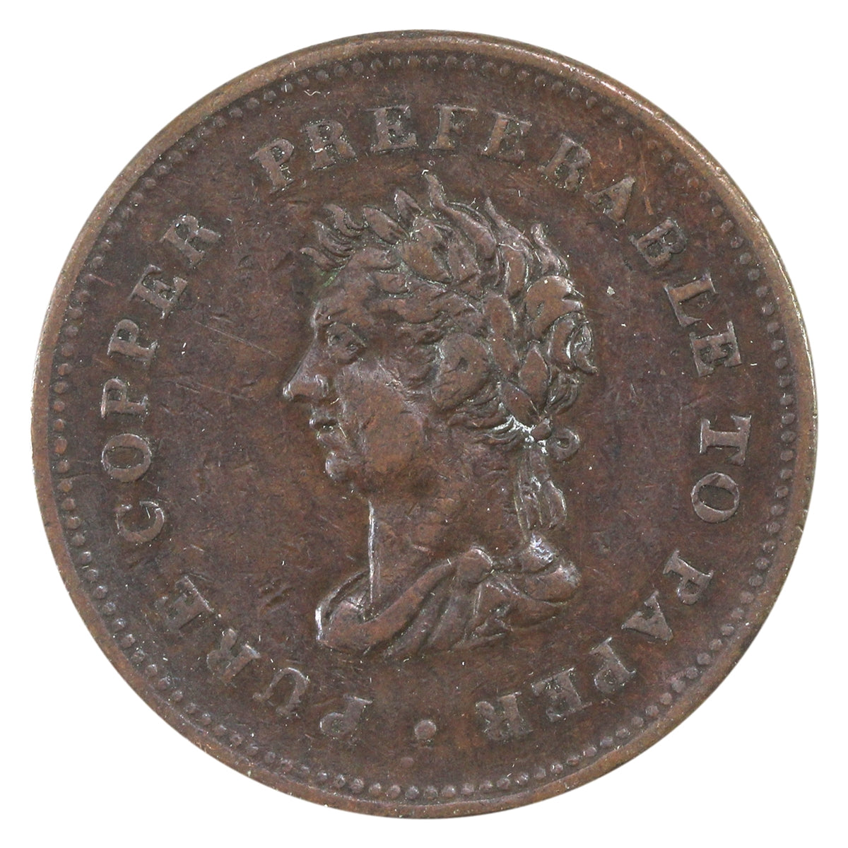 NS-22A 1838 Nova Scotia Trade & Navigation Penny Token VF-EF (VF-30) $