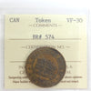 BR #574 1852 Gnaedinger Son & Co. Montreal Token ICCS Certified VF-30