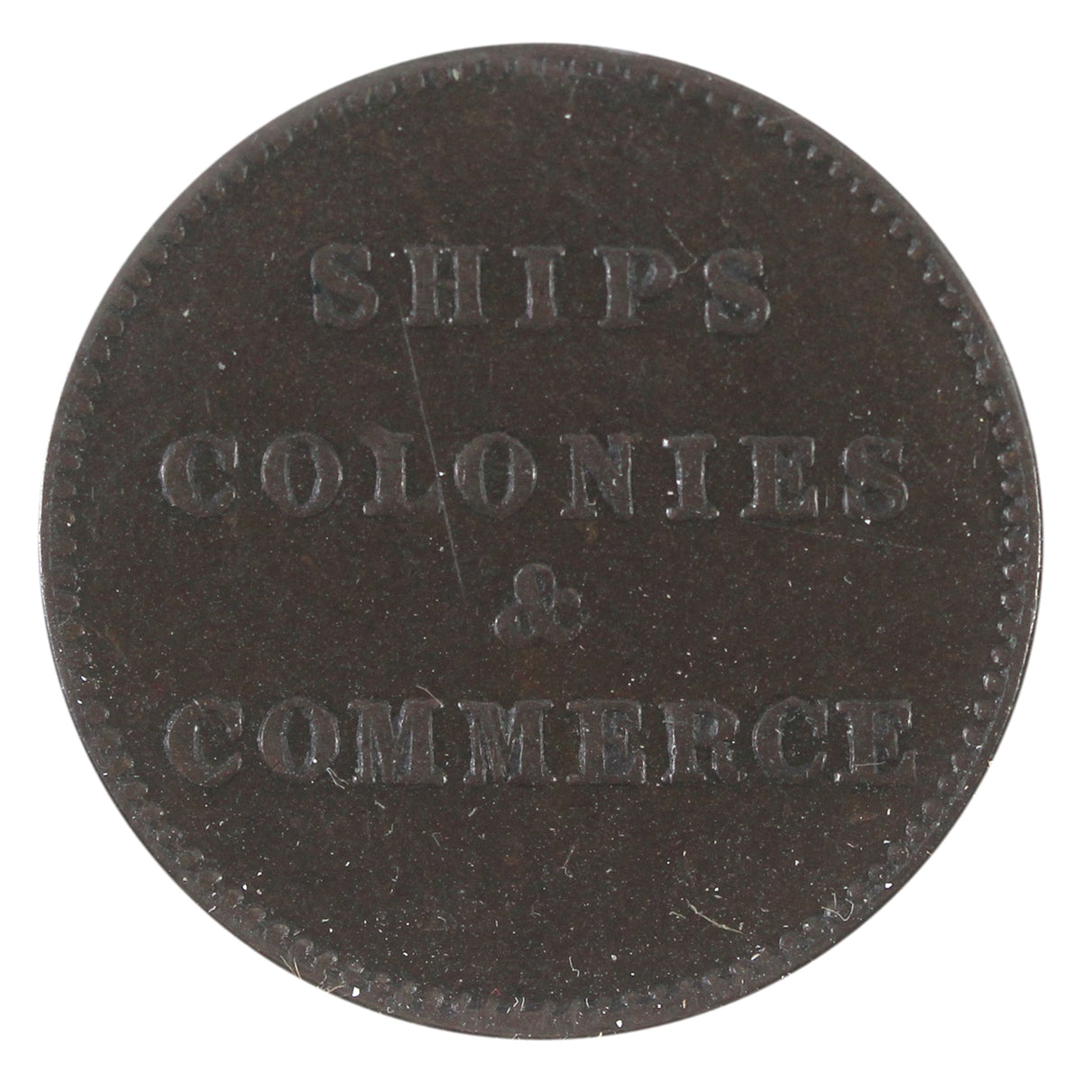 PE-10-27 1835 PEI Ships, Colonies, & Commerce Token, Extra Fine (EF-40) $