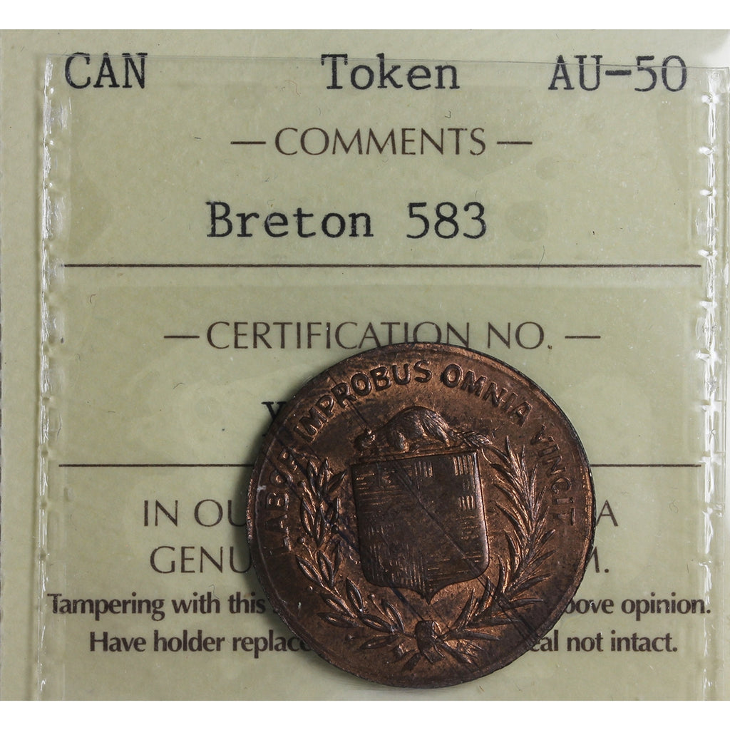 BR #583 Labor Improbus Omnia Vingit Token ICCS Certified AU-50