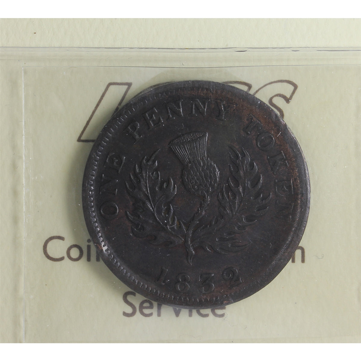 NS-2B1 1832 Nova Scotia George IV Thistle Penny Token ICCS Certified EF-40