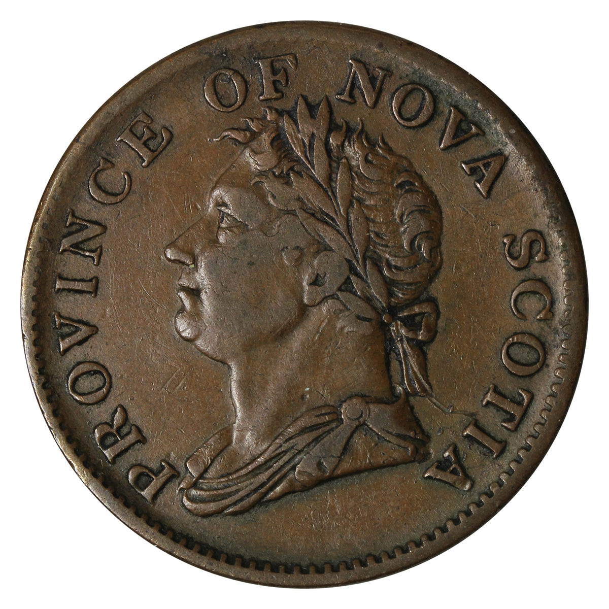 NS-1D2 1832 Nova Scotia George IV Thistle Halfpenny Token Extra Fine (EF-40) $