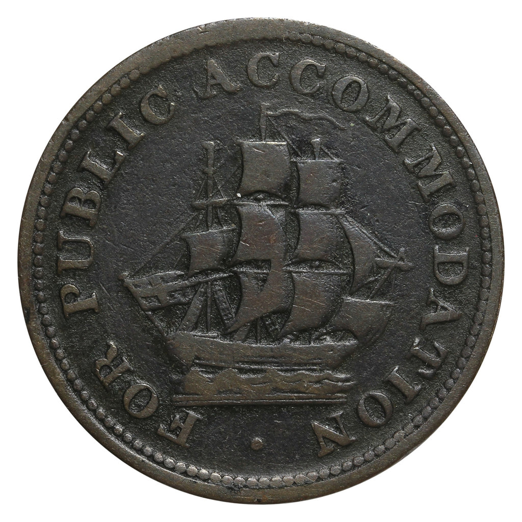 LC-14b (1830) Lower Canada For Public Accomodation Half Penny Token F-VF (F-15)