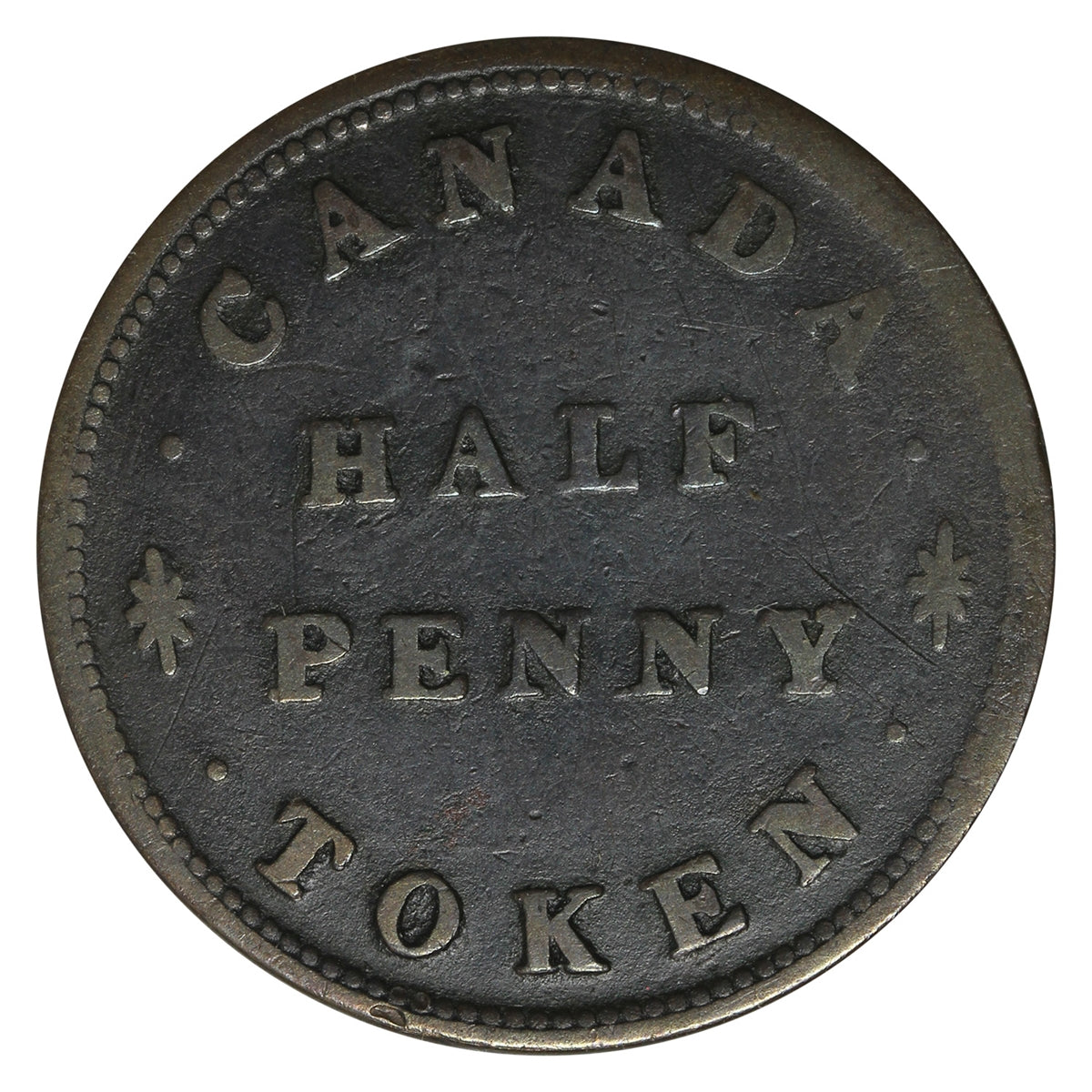 LC-14b (1830) Lower Canada For Public Accomodation Half Penny Token F-VF (F-15)