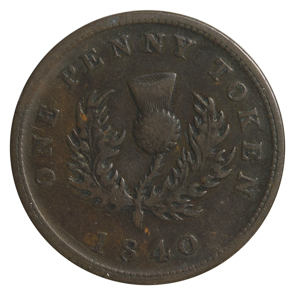 NS-2C1 1840 Nova Scotia Victoria Thistle Penny Token F-VF (F-15)