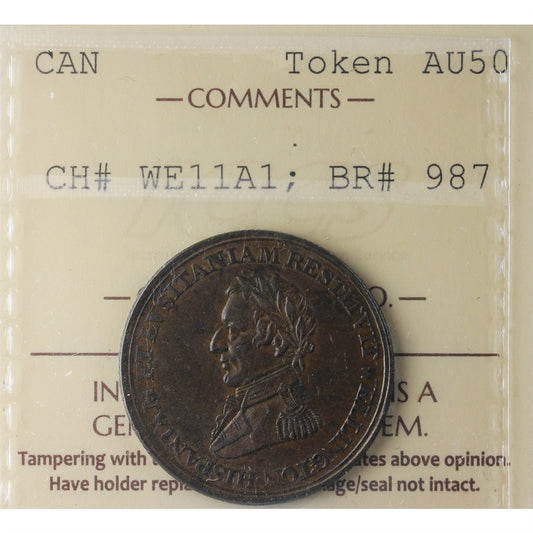 WE-11A1 Wellington Cuidad Rodrigo Salamanca Token ICCS Certified AU-50 BR #987