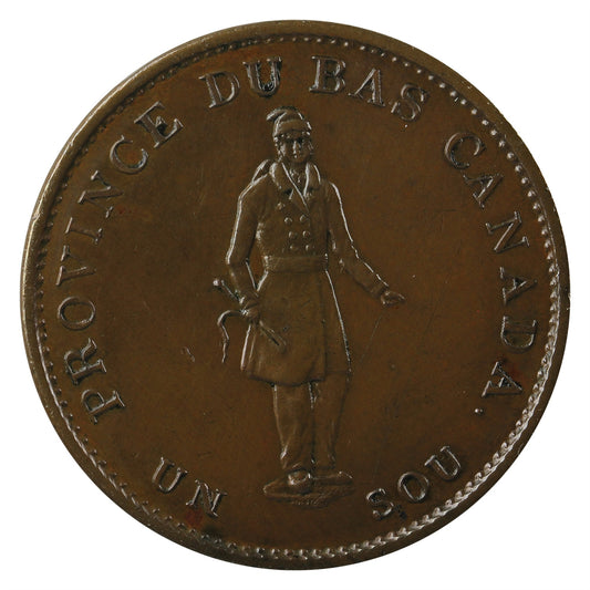 LC-8A1 1837 Lower Canada, City Bank Half Penny Token AU-UNC (AU-55) $