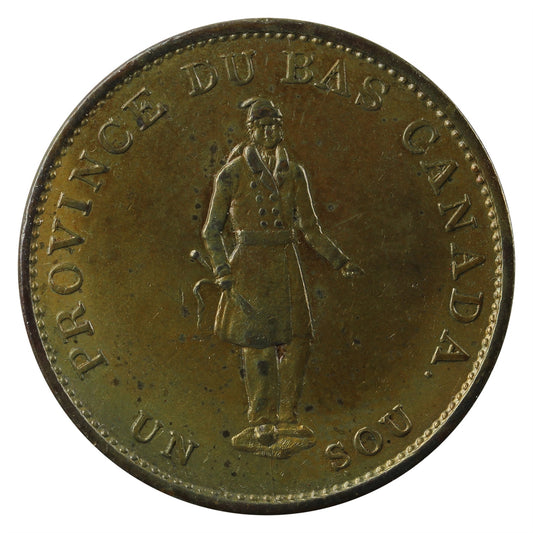 LC-8A1 1837 Lower Canada, City Bank Half Penny Token EF-AU (EF-45) $