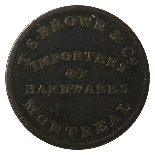 LC-15A1 (1832) Lower Canada T.S. Brown & Co. Half Penny Token VF-EF (VF-30) $