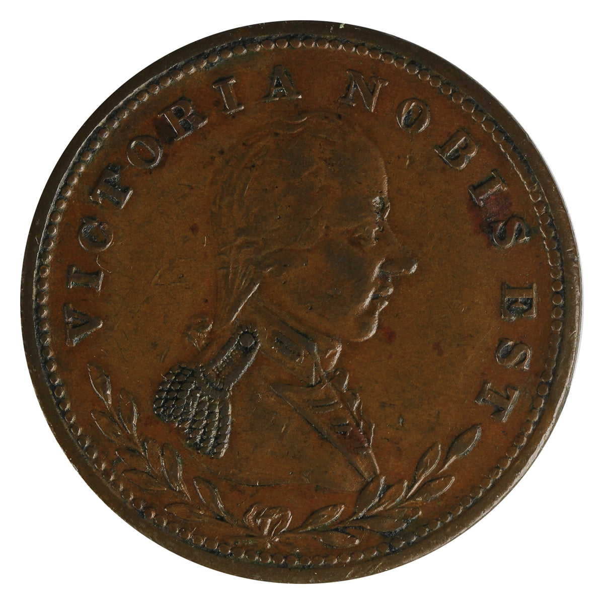 LC-49A2 Lower Canada Victoria Nobis Est Half Penny Token Almost Uncirculated (AU-50) $