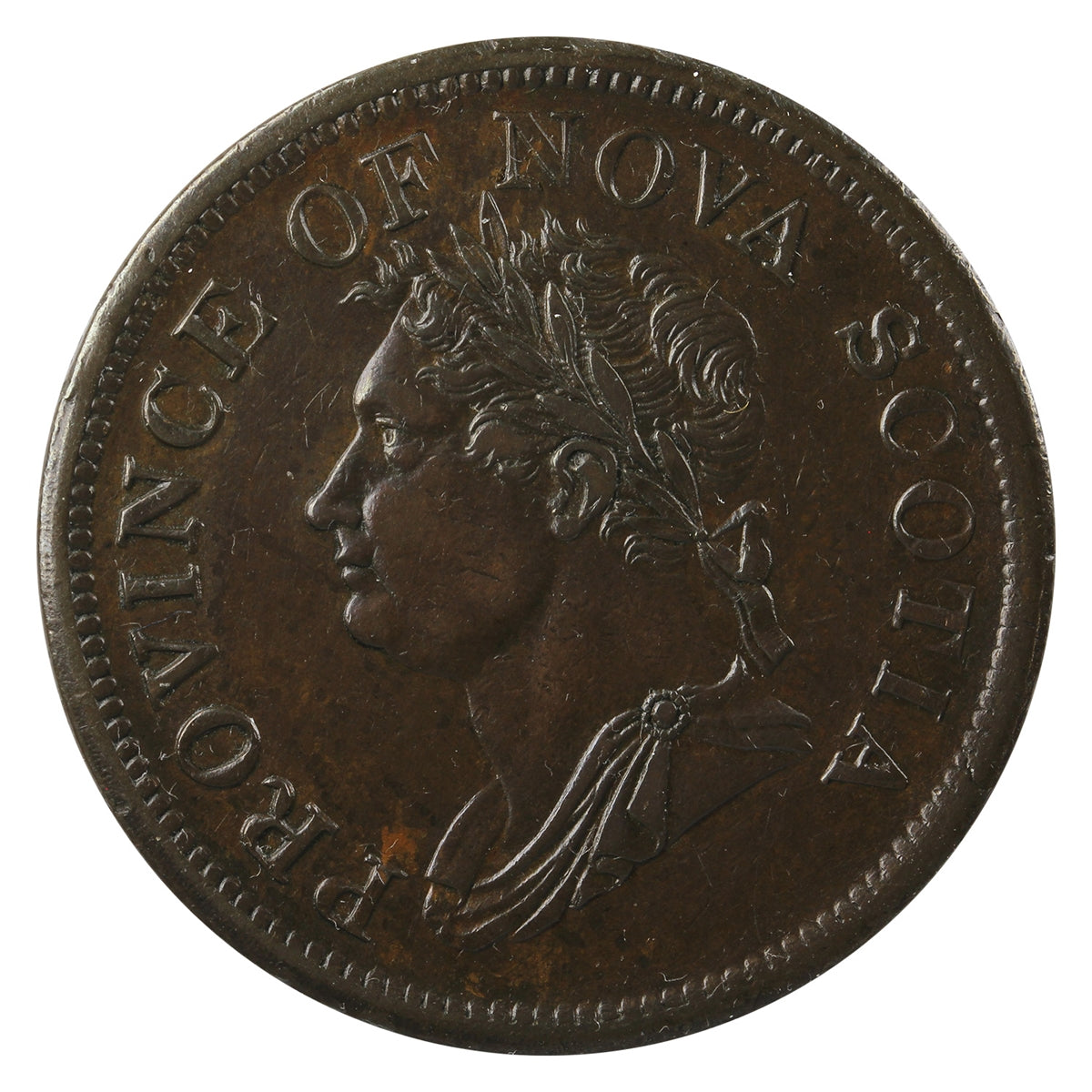 NS-2B1 1832 Nova Scotia George VI Penny Thistle Token Almost Uncirculated (AU-50) $