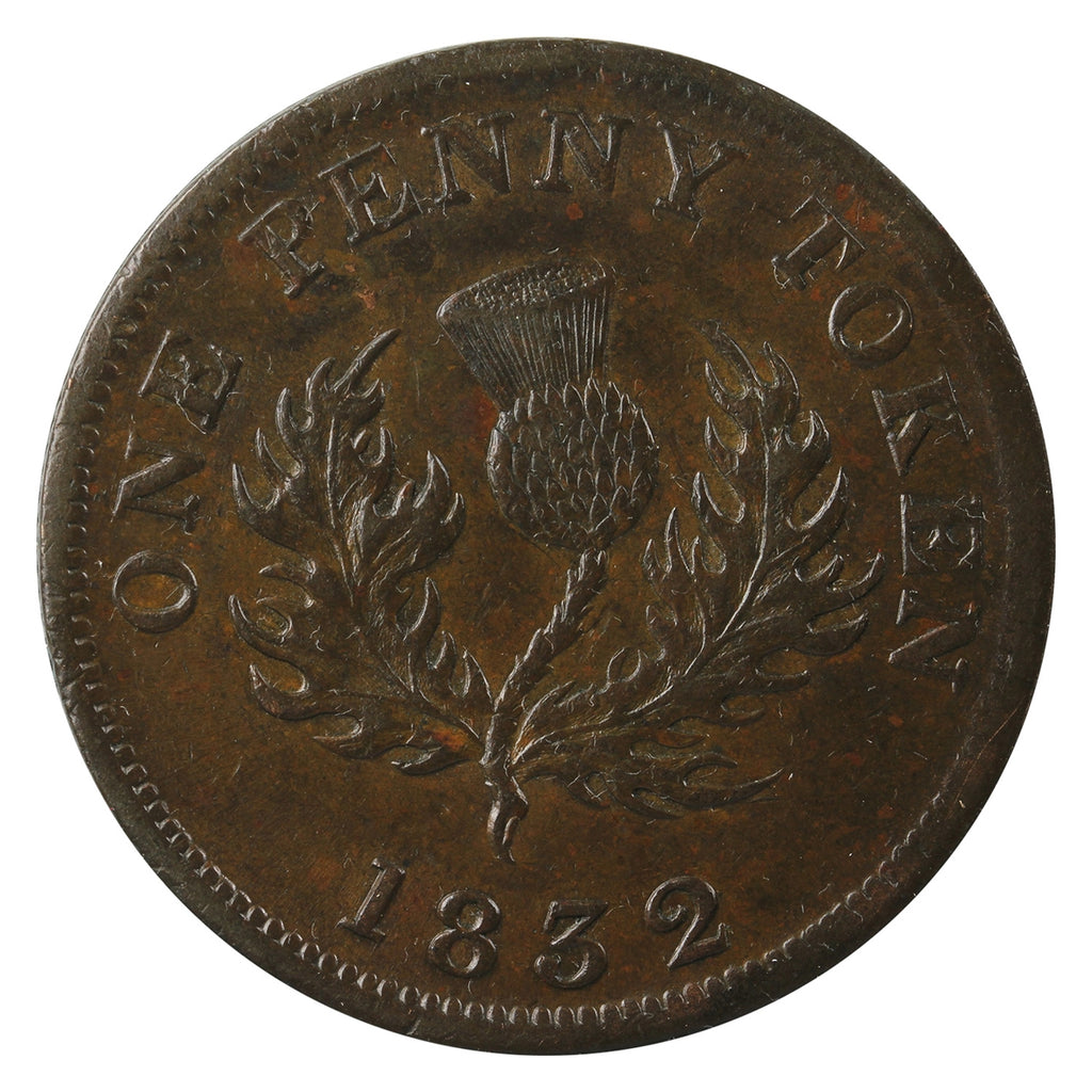 NS-2B2 1832 Nova Scotia George VI Penny Thistle Token EF-AU (EF-45) $