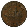 PE-8 (1858) PEI Fisheries & Agriculture Half Penny Token EF-AU (EF-45) $