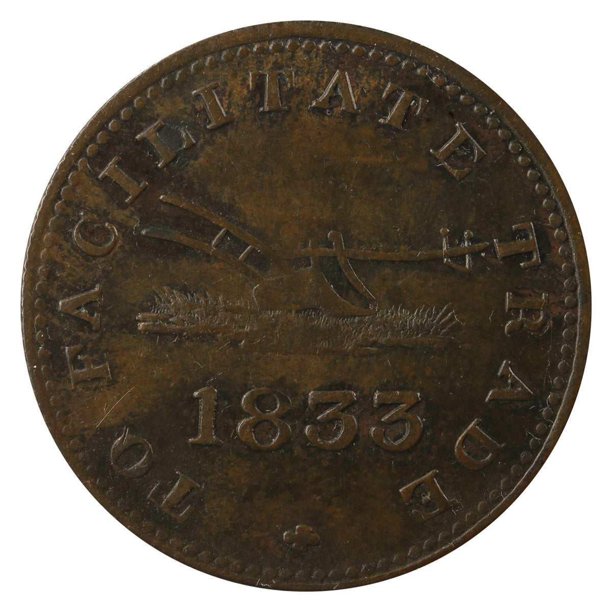 UC-12B2 1833 Upper Canada To Facilitate Trade Half Penny Token VF-EF (VF-30) $