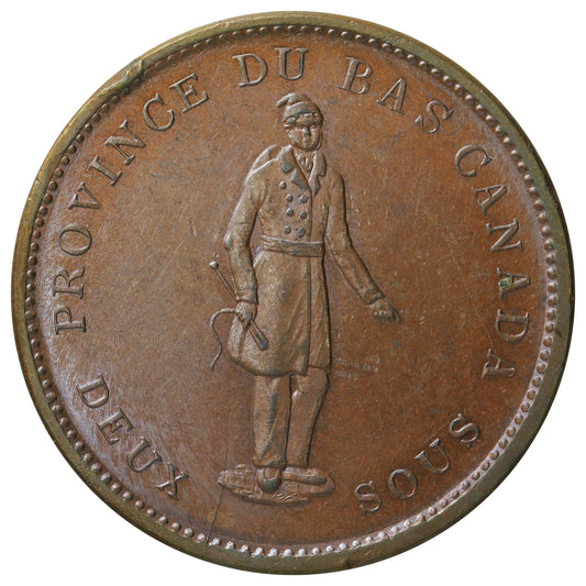 LC-9B2 1837 Lower Canada, Quebec Bank Deux Sous Penny Token Uncirculated (MS-60) $