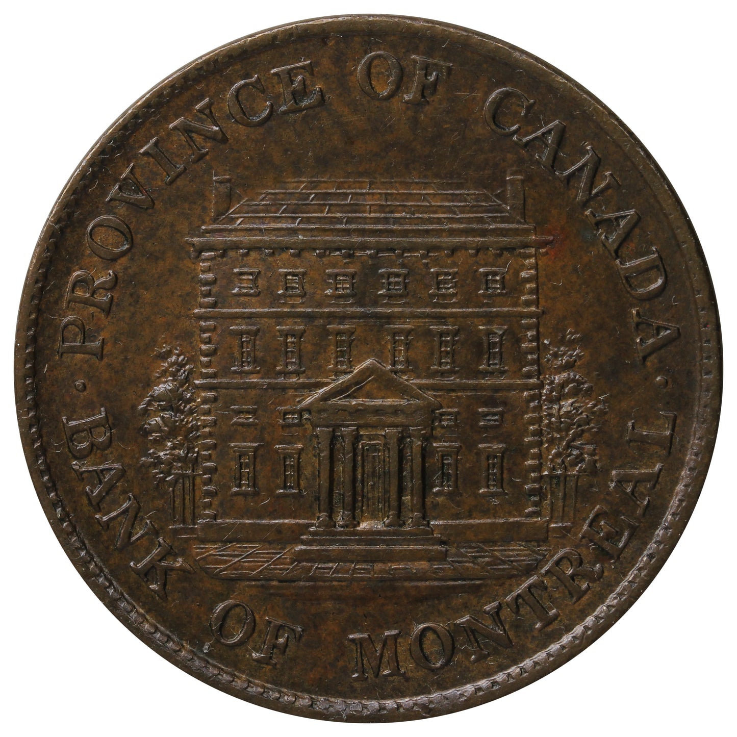 PC-1B6 1844 Province of Canada, Bank of Montreal Half Penny Token AU-UNC (AU-55) $