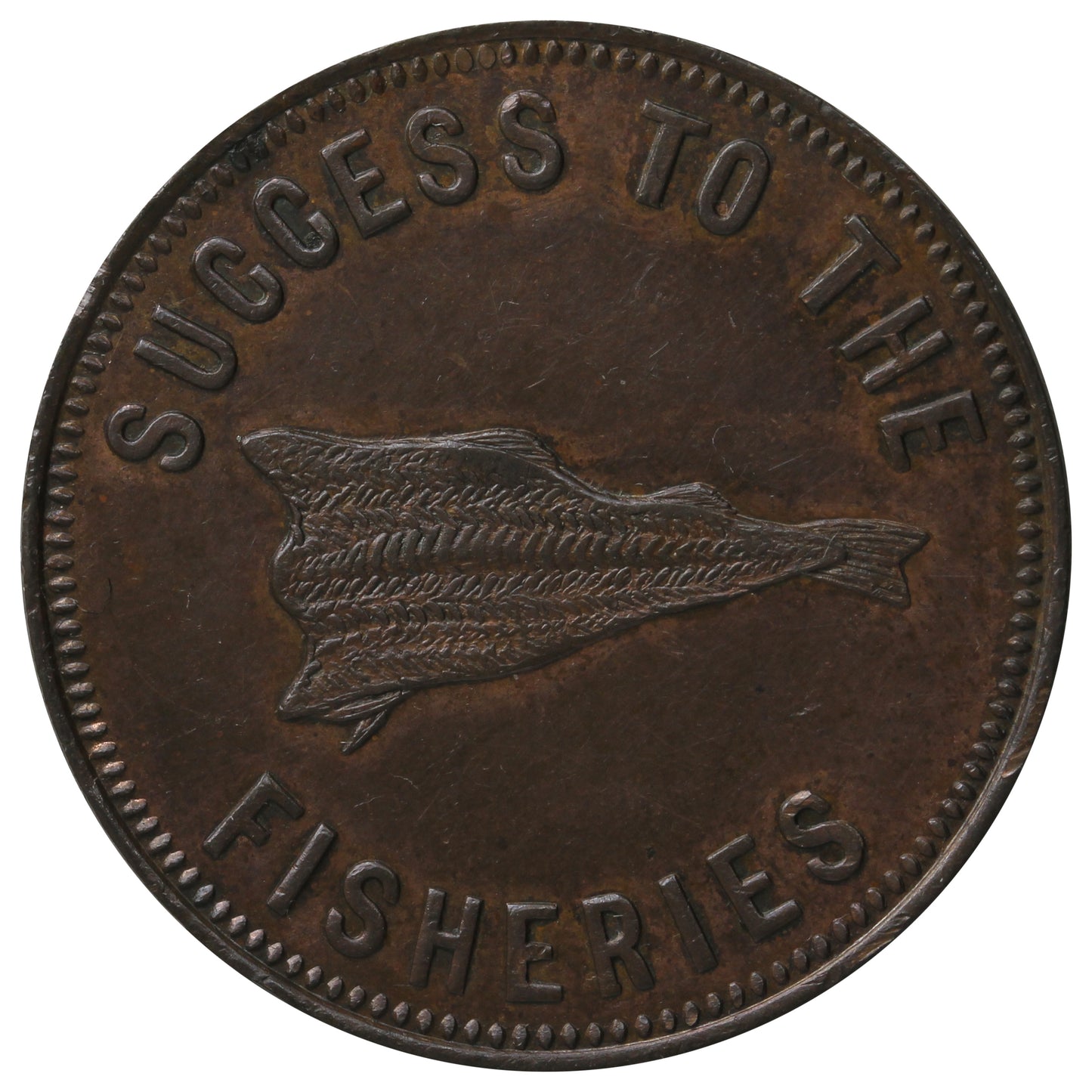 PE-5A (1859) PEI Speed the Plough, Success to the Fisheries Token AU-UNC (AU-55) $