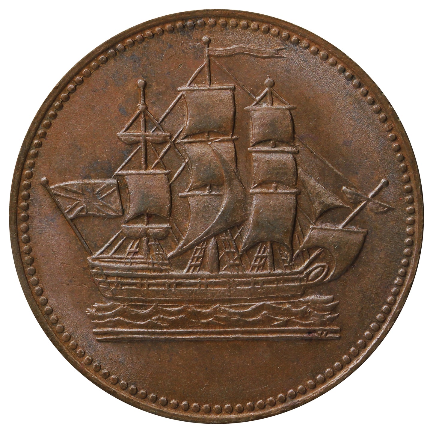 PE-10-30 (1835) PEI Ships Colonies & Commerce Brilliant UNC (MS-63) Lustrous Brown $