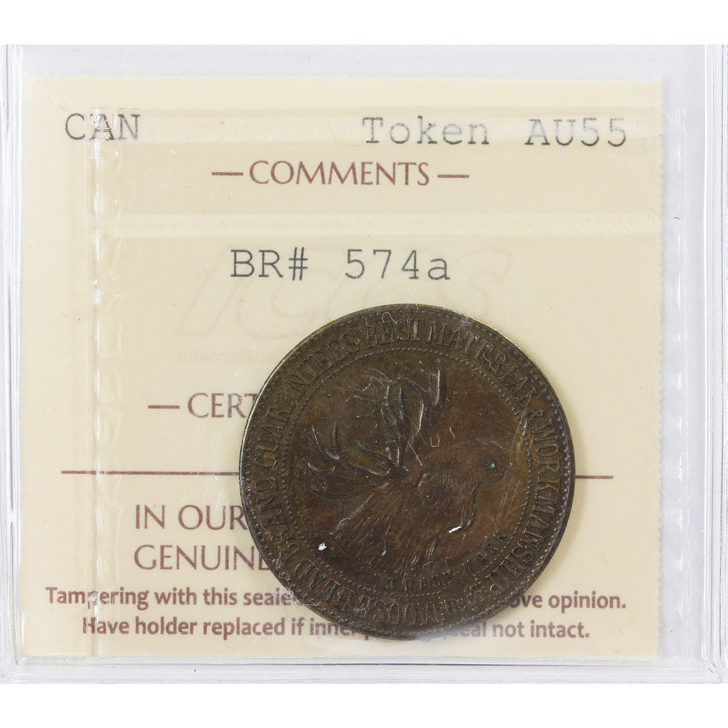 BR #574a 1902 Gnaedinger Son & Co. Montreal Token ICCS Certified AU-55