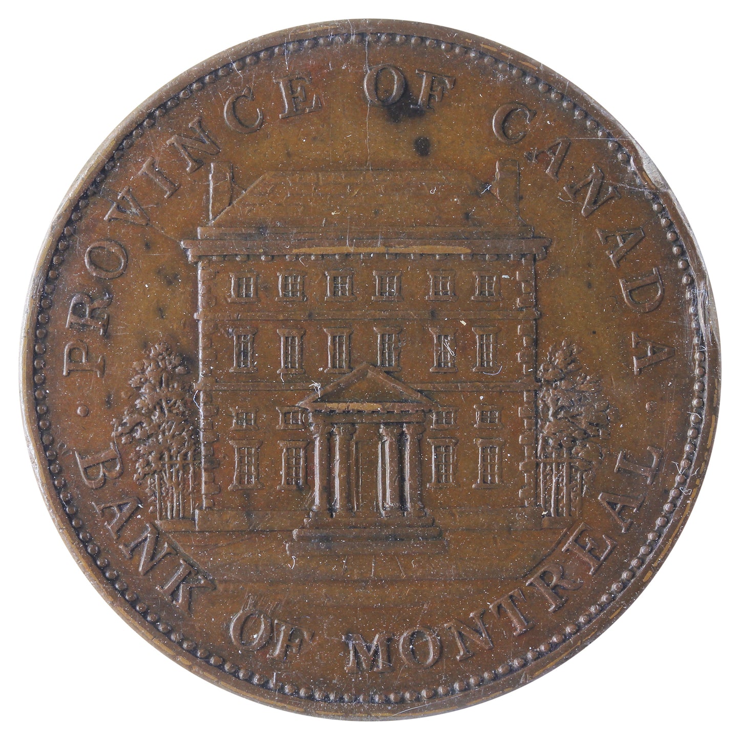 PC-2b 1842 Province of Canada Bank of Montreal Penny Token ICCS Certified EF-45 BR #526