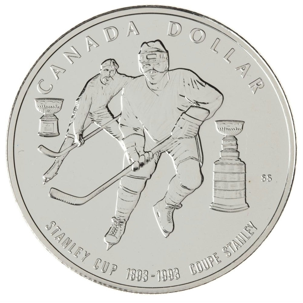 1993 Canada Stanley Cup Centennial Sterling Silver BU Dollar (lightly toned)