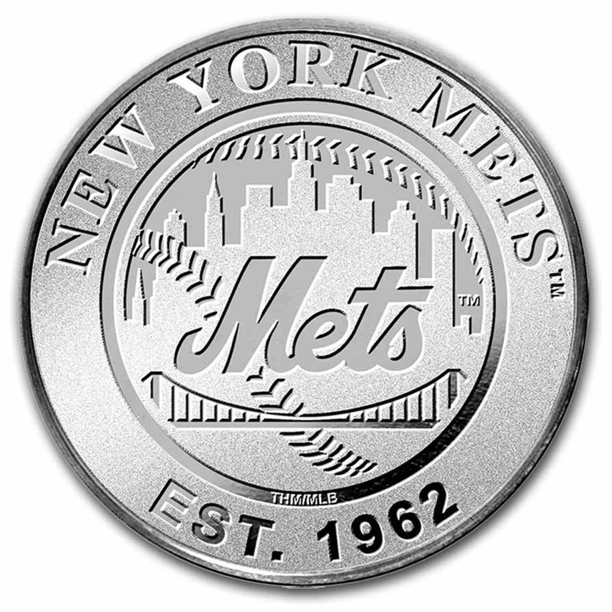 SALE! MLB: New York Mets 1oz .999 Fine Silver (No Tax) Light Toning