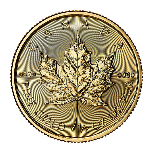 2025 Canada $20 1/2oz 9999 Gold Maple Leaf (No Tax). No CREDIT CARD OR PAYPAL.