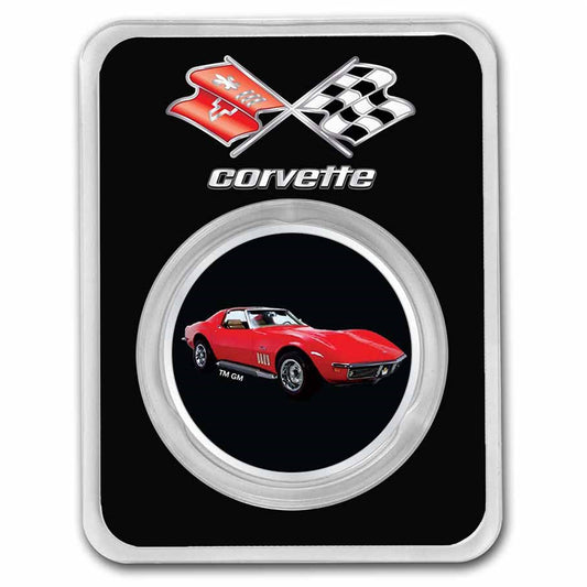 SALE! Corvette (1969) Red C3 Corvette 1oz .999 Silver in Special Card (No Tax)