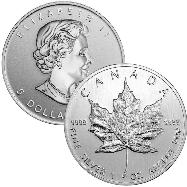 Random Date $5 1oz. Silver Maple Leaf .9999 Pure (No Tax)