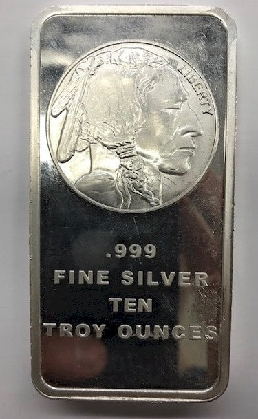 SilverTowne Mint Indian/Bison 10oz .999 Fine Silver Bar (No Tax)