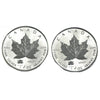 Pair of 2017 Canada $5 150th Anniv. Privy 1oz 9999 Silver Maples, 2Pcs (No Tax) Toned