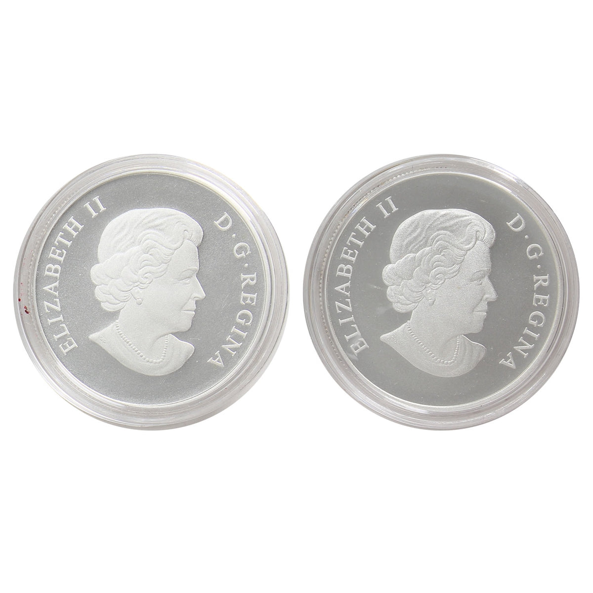 2x 2014 Canada $100 for $100 Fine Silver, 2Pcs (No Tax) Capsules only; caps scuffed