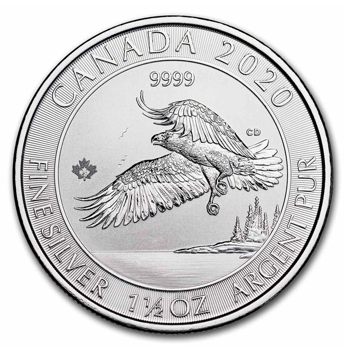 SALE! 2020 Canada $8 Bald Eagle 1.5oz. 9999 Fine Silver (TAX Exempt) May have issues